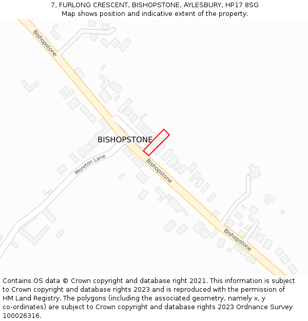 7, FURLONG CRESCENT, BISHOPSTONE, AYLESBURY, HP17 8SG: Location map and indicative extent of plot