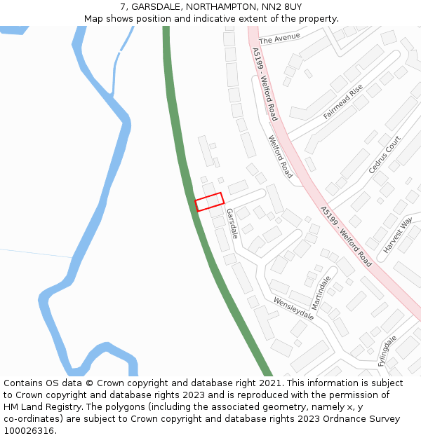 7, GARSDALE, NORTHAMPTON, NN2 8UY: Location map and indicative extent of plot