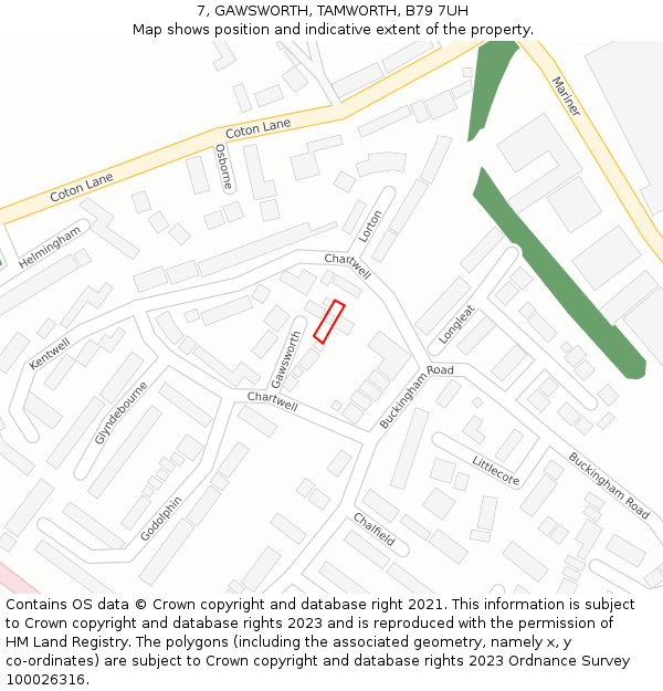 7, GAWSWORTH, TAMWORTH, B79 7UH: Location map and indicative extent of plot