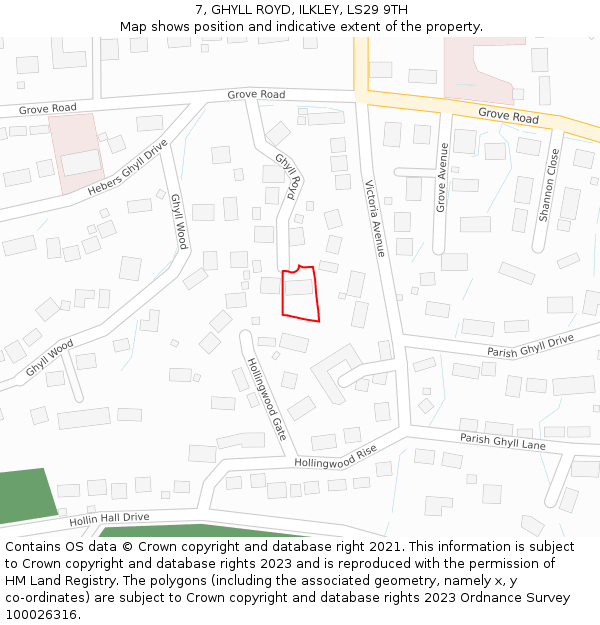 7, GHYLL ROYD, ILKLEY, LS29 9TH: Location map and indicative extent of plot