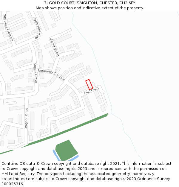 7, GOLD COURT, SAIGHTON, CHESTER, CH3 6FY: Location map and indicative extent of plot