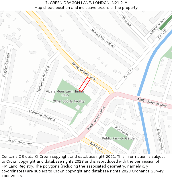 7, GREEN DRAGON LANE, LONDON, N21 2LA: Location map and indicative extent of plot