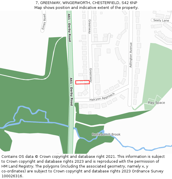 7, GREENWAY, WINGERWORTH, CHESTERFIELD, S42 6NP: Location map and indicative extent of plot