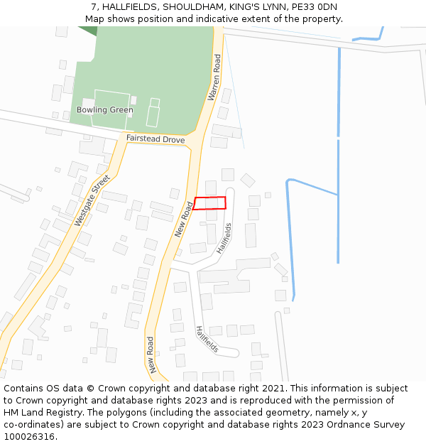 7, HALLFIELDS, SHOULDHAM, KING'S LYNN, PE33 0DN: Location map and indicative extent of plot