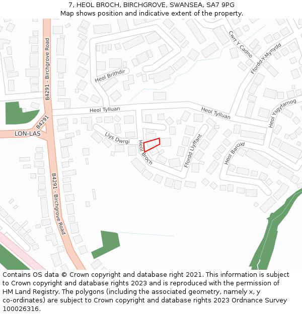 7, HEOL BROCH, BIRCHGROVE, SWANSEA, SA7 9PG: Location map and indicative extent of plot