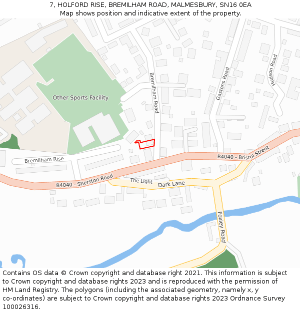 7, HOLFORD RISE, BREMILHAM ROAD, MALMESBURY, SN16 0EA: Location map and indicative extent of plot