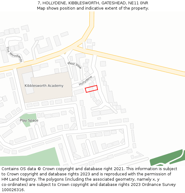 7, HOLLYDENE, KIBBLESWORTH, GATESHEAD, NE11 0NR: Location map and indicative extent of plot