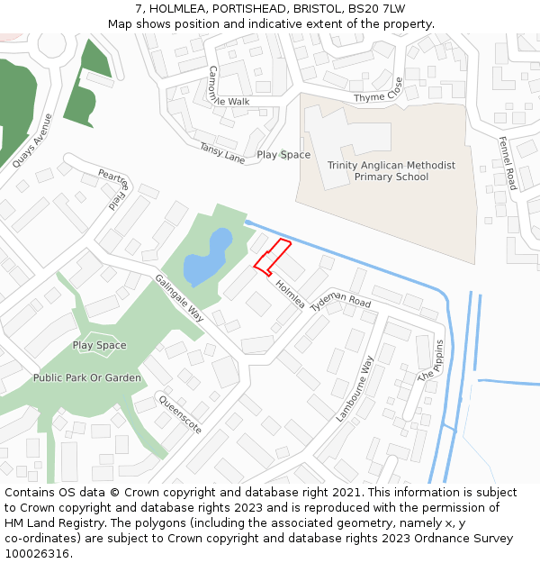 7, HOLMLEA, PORTISHEAD, BRISTOL, BS20 7LW: Location map and indicative extent of plot