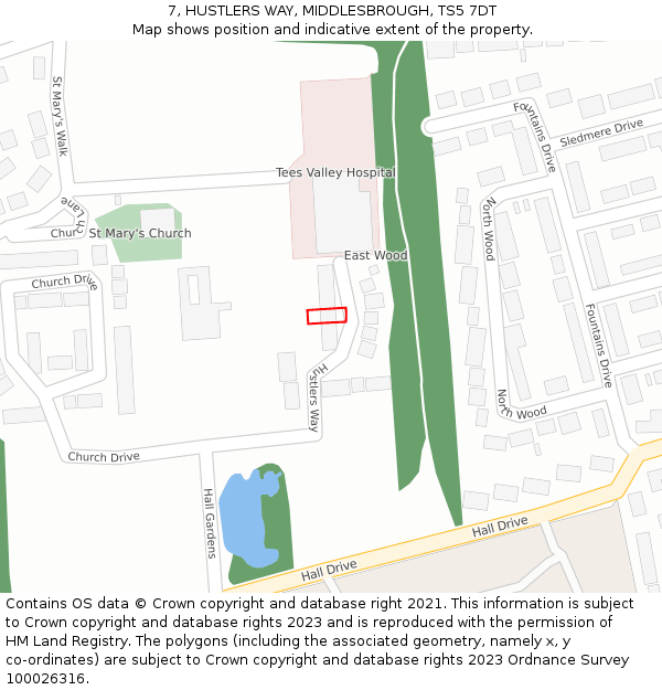 7, HUSTLERS WAY, MIDDLESBROUGH, TS5 7DT: Location map and indicative extent of plot