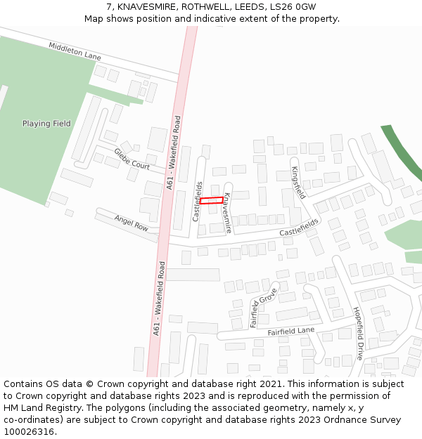 7, KNAVESMIRE, ROTHWELL, LEEDS, LS26 0GW: Location map and indicative extent of plot