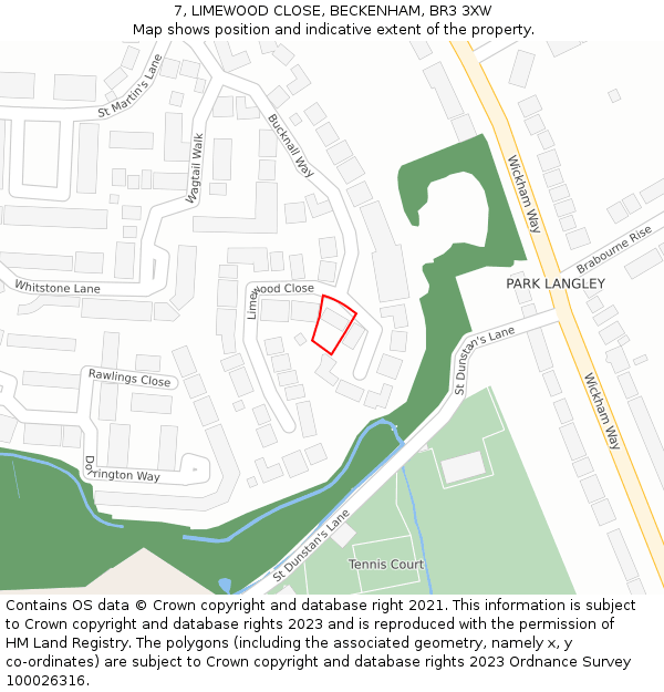 7, LIMEWOOD CLOSE, BECKENHAM, BR3 3XW: Location map and indicative extent of plot