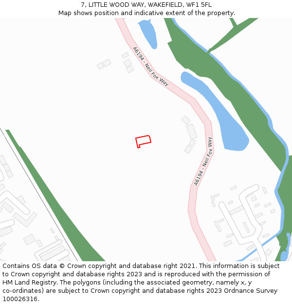 7, LITTLE WOOD WAY, WAKEFIELD, WF1 5FL: Location map and indicative extent of plot