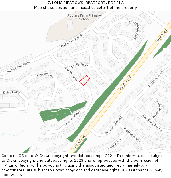 7, LONG MEADOWS, BRADFORD, BD2 1LA: Location map and indicative extent of plot