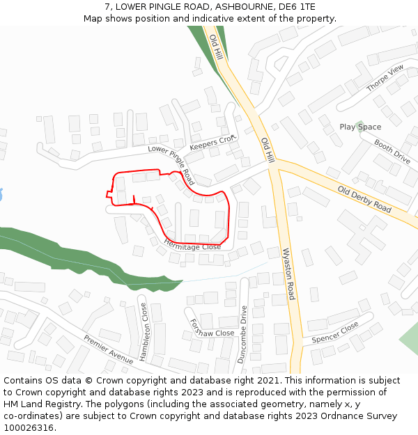 7, LOWER PINGLE ROAD, ASHBOURNE, DE6 1TE: Location map and indicative extent of plot