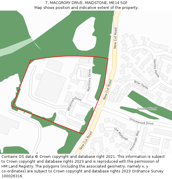 7, MACGRORY DRIVE, MAIDSTONE, ME14 5GF: Location map and indicative extent of plot