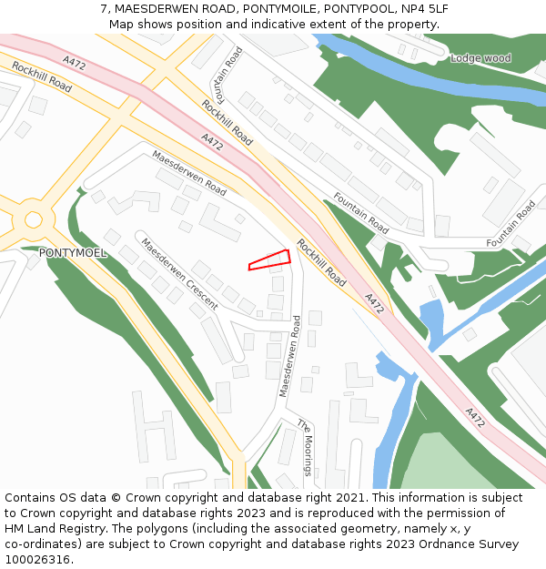 7, MAESDERWEN ROAD, PONTYMOILE, PONTYPOOL, NP4 5LF: Location map and indicative extent of plot