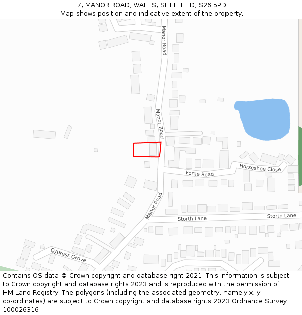 7, MANOR ROAD, WALES, SHEFFIELD, S26 5PD: Location map and indicative extent of plot