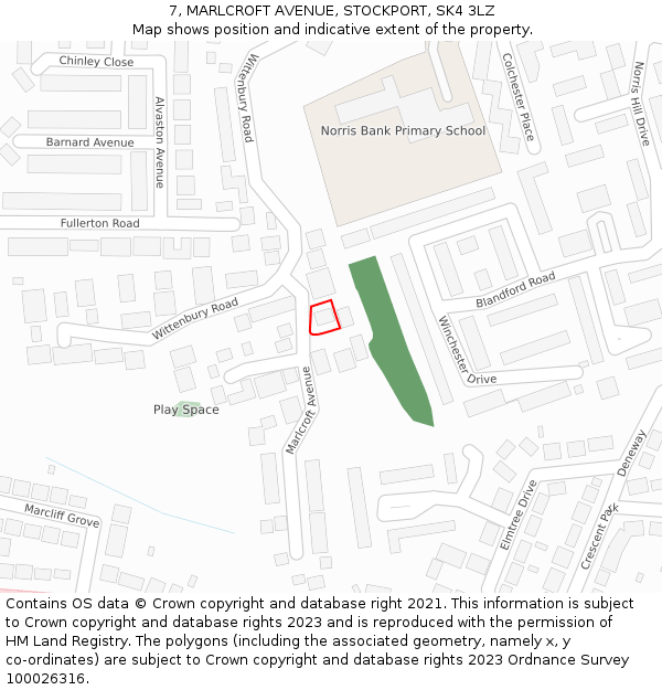 7, MARLCROFT AVENUE, STOCKPORT, SK4 3LZ: Location map and indicative extent of plot