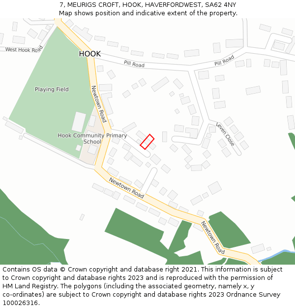 7, MEURIGS CROFT, HOOK, HAVERFORDWEST, SA62 4NY: Location map and indicative extent of plot