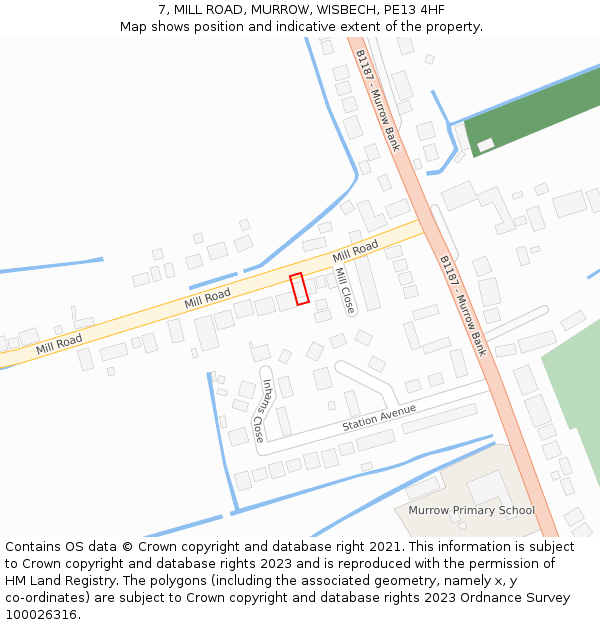 7, MILL ROAD, MURROW, WISBECH, PE13 4HF: Location map and indicative extent of plot