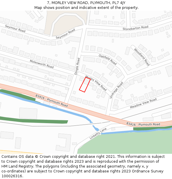 7, MORLEY VIEW ROAD, PLYMOUTH, PL7 4JY: Location map and indicative extent of plot