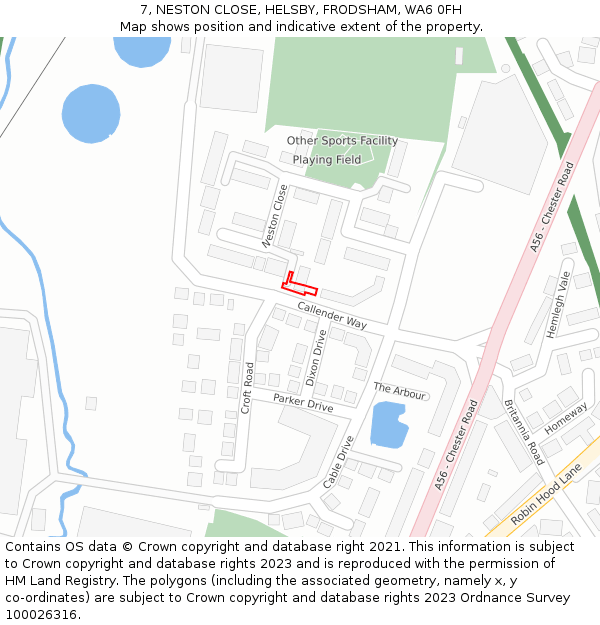 7, NESTON CLOSE, HELSBY, FRODSHAM, WA6 0FH: Location map and indicative extent of plot