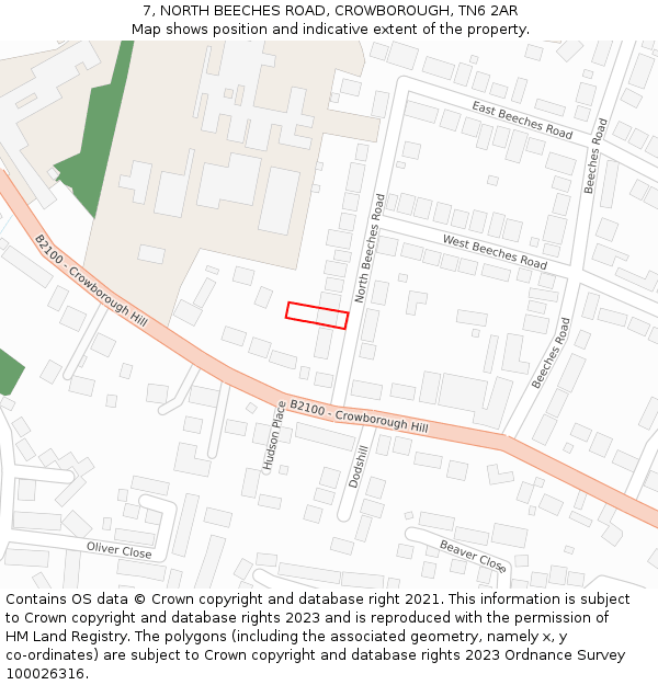 7, NORTH BEECHES ROAD, CROWBOROUGH, TN6 2AR: Location map and indicative extent of plot