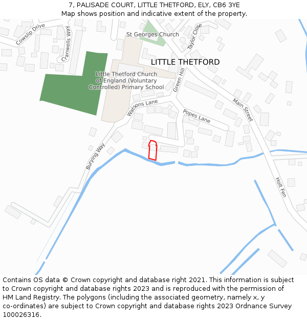 7, PALISADE COURT, LITTLE THETFORD, ELY, CB6 3YE: Location map and indicative extent of plot