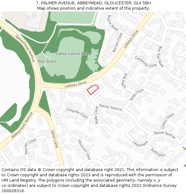 7, PALMER AVENUE, ABBEYMEAD, GLOUCESTER, GL4 5BH: Location map and indicative extent of plot