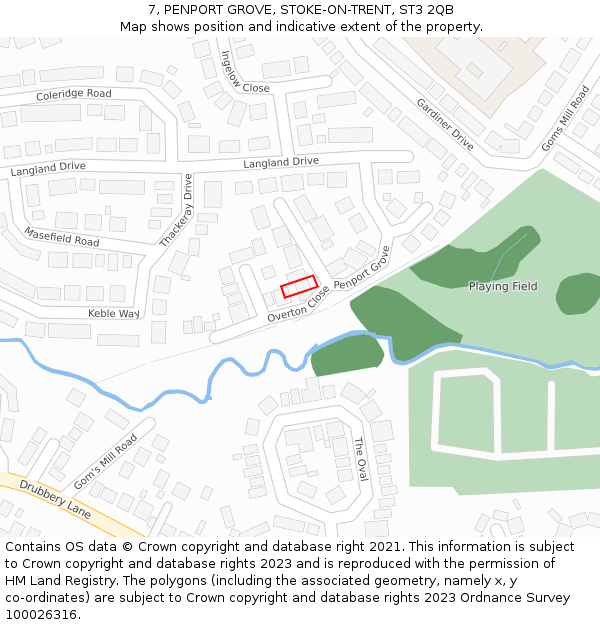 7, PENPORT GROVE, STOKE-ON-TRENT, ST3 2QB: Location map and indicative extent of plot