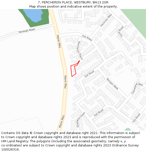 7, PERCHERON PLACE, WESTBURY, BA13 2GR: Location map and indicative extent of plot