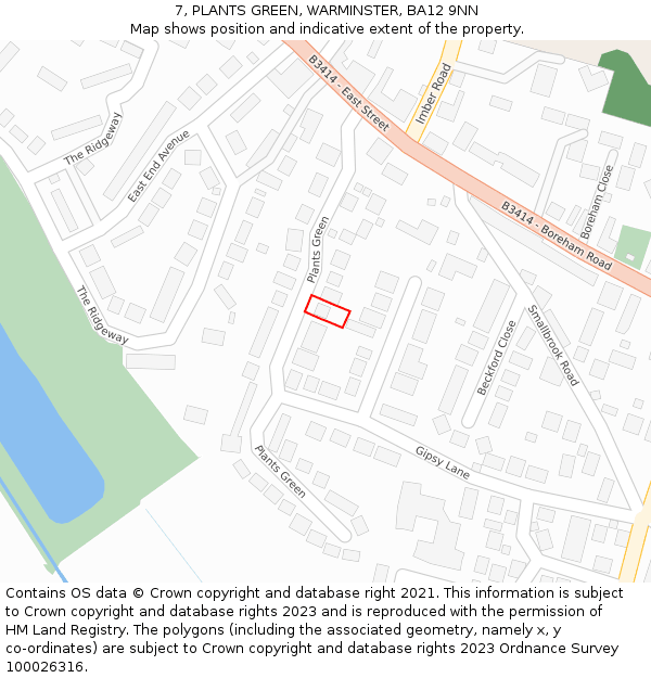 7, PLANTS GREEN, WARMINSTER, BA12 9NN: Location map and indicative extent of plot