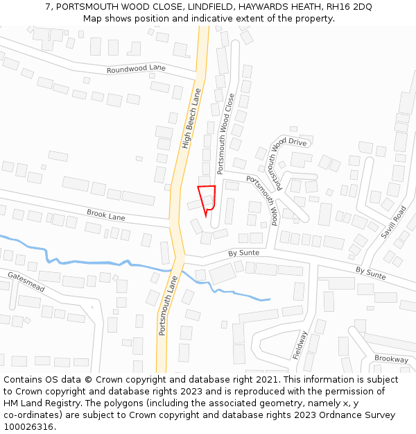 7, PORTSMOUTH WOOD CLOSE, LINDFIELD, HAYWARDS HEATH, RH16 2DQ: Location map and indicative extent of plot