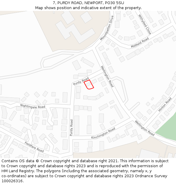 7, PURDY ROAD, NEWPORT, PO30 5SU: Location map and indicative extent of plot