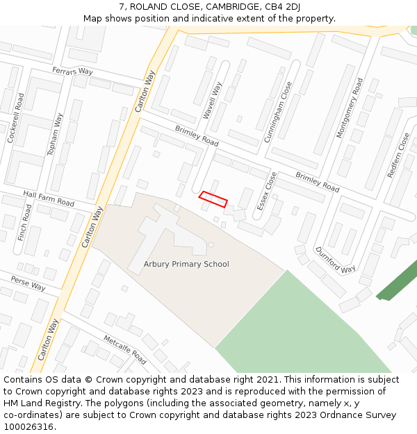 7, ROLAND CLOSE, CAMBRIDGE, CB4 2DJ: Location map and indicative extent of plot