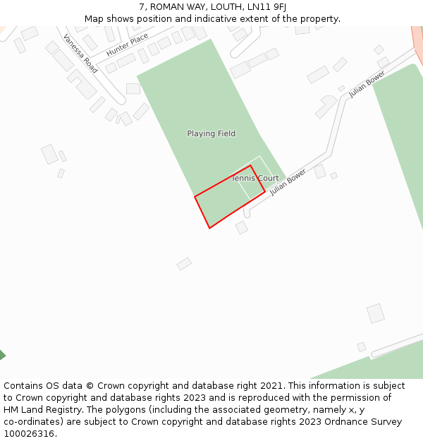 7, ROMAN WAY, LOUTH, LN11 9FJ: Location map and indicative extent of plot