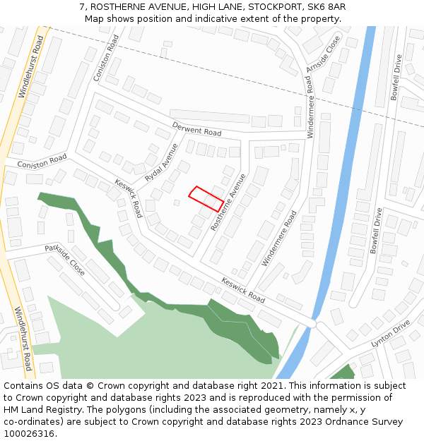 7, ROSTHERNE AVENUE, HIGH LANE, STOCKPORT, SK6 8AR: Location map and indicative extent of plot