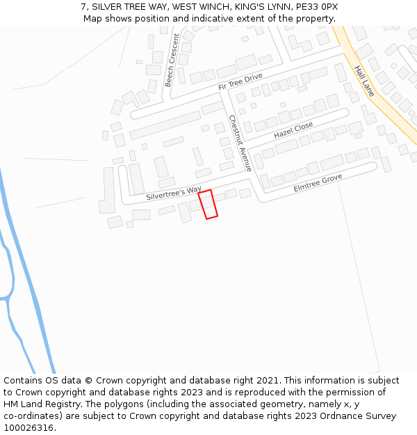 7, SILVER TREE WAY, WEST WINCH, KING'S LYNN, PE33 0PX: Location map and indicative extent of plot