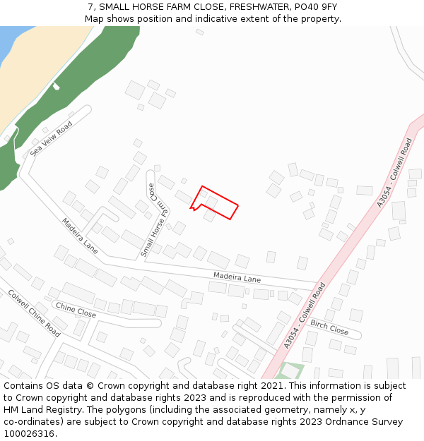 7, SMALL HORSE FARM CLOSE, FRESHWATER, PO40 9FY: Location map and indicative extent of plot