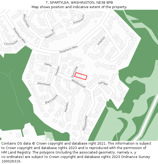 7, SPARTYLEA, WASHINGTON, NE38 8PB: Location map and indicative extent of plot