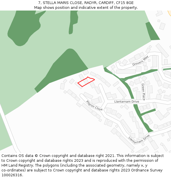 7, STELLA MARIS CLOSE, RADYR, CARDIFF, CF15 8GE: Location map and indicative extent of plot