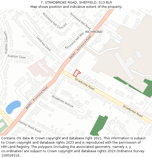 7, STRADBROKE ROAD, SHEFFIELD, S13 8LR: Location map and indicative extent of plot