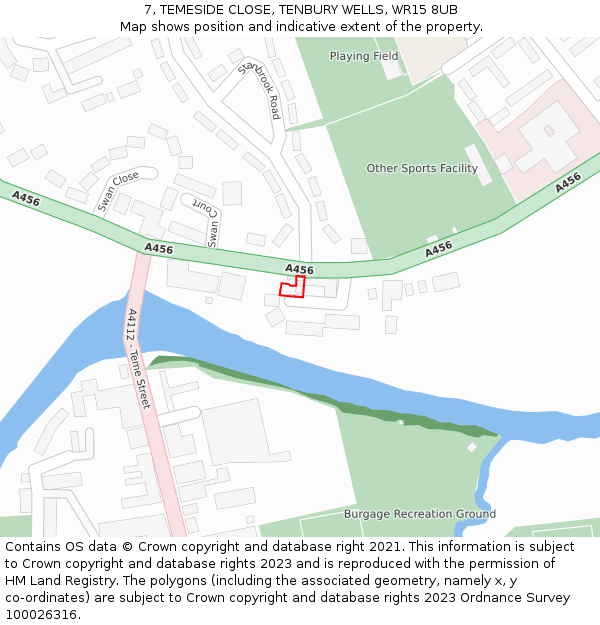 7, TEMESIDE CLOSE, TENBURY WELLS, WR15 8UB: Location map and indicative extent of plot