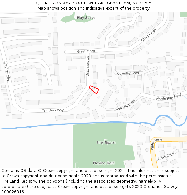 7, TEMPLARS WAY, SOUTH WITHAM, GRANTHAM, NG33 5PS: Location map and indicative extent of plot