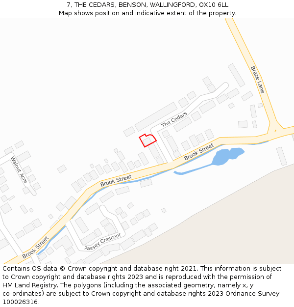 7, THE CEDARS, BENSON, WALLINGFORD, OX10 6LL: Location map and indicative extent of plot