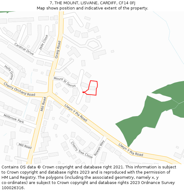 7, THE MOUNT, LISVANE, CARDIFF, CF14 0FJ: Location map and indicative extent of plot