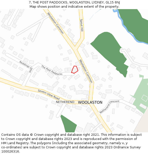 7, THE POST PADDOCKS, WOOLASTON, LYDNEY, GL15 6NJ: Location map and indicative extent of plot