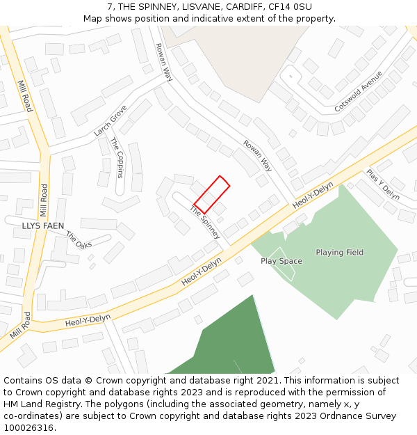 7, THE SPINNEY, LISVANE, CARDIFF, CF14 0SU: Location map and indicative extent of plot