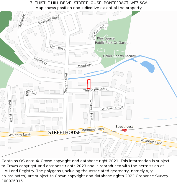 7, THISTLE HILL DRIVE, STREETHOUSE, PONTEFRACT, WF7 6GA: Location map and indicative extent of plot