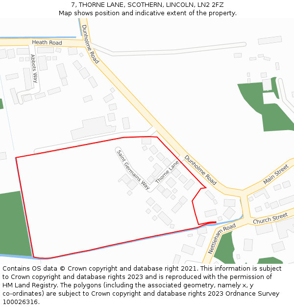 7, THORNE LANE, SCOTHERN, LINCOLN, LN2 2FZ: Location map and indicative extent of plot